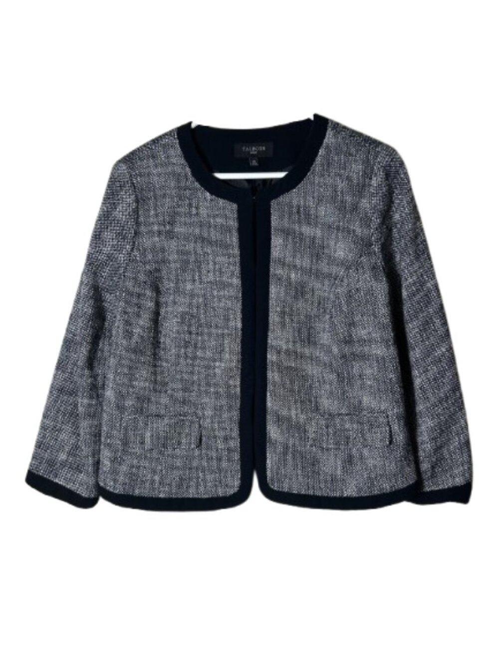 Talbots gray tweed lady jacket womens 14 petite blazer old money classic